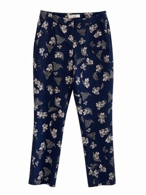 Dalia Navy w Baby Pink & White Floral Ankle Pants – Size 8 EUC